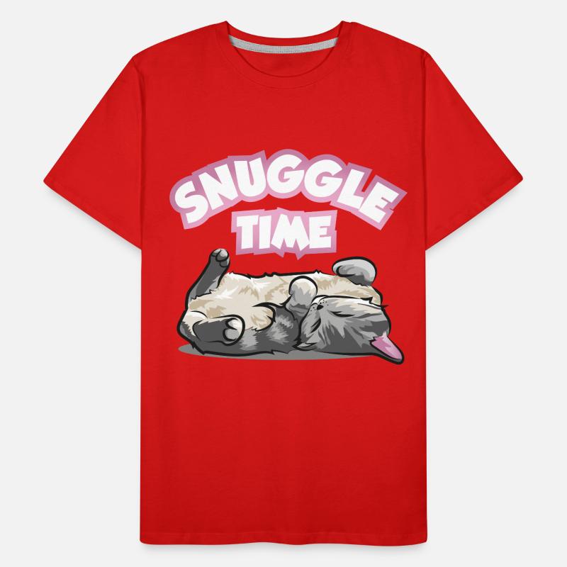 Câlin temps chat mignon chat endormi chatte T-shirt bio Premium Homme