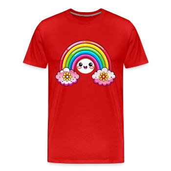 Sweet Rainbow - Men's Premium Organic T-Shirt - red - Front - Damien (186cm)