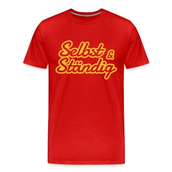 Selbstständig - selbst und ständig - Männer Premium Bio T-Shirt - Rot - Vorne - Damien (186cm)