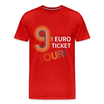9 Euro Ticket Touri Neun Euro Urlaub 2022 - Männer Premium Bio T-Shirt - Rot - Vorne - Damien (186cm)
