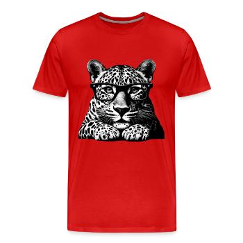 Leopard Brille Optiker Brillenträger Lustig Wild - Männer Premium Bio T-Shirt - Rot - Vorne - Damien (186cm)