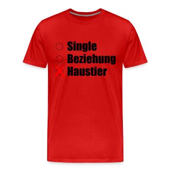 Single / Beziehung / Haustier - Männer Premium Bio T-Shirt - Rot - Vorne - Damien (186cm)
