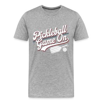 Jeu de pickleball en cours | Sport et divertissement - T-shirt bio Premium Homme - gris chiné - Devant - Damien (186cm)