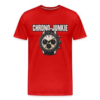 Chrono Junkie – Für die Liebe zur Zeit - Männer Premium Bio T-Shirt - Rot - Vorne - Damien (186cm)