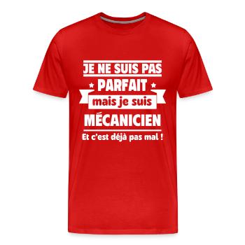 Je ne suis pas parfait, mais je suis mécanicien - T-shirt bio Premium Homme - rouge - Devant - Damien (186cm)
