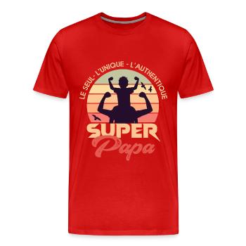 Super papa superpapa cadeau papa fete - T-shirt bio Premium Homme - rouge - Devant - Damien (186cm)