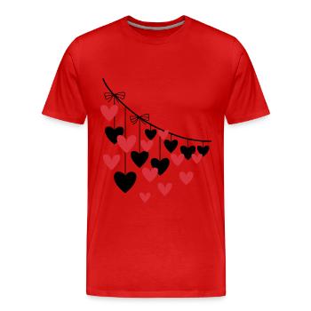 Herzgirlande Viele Herzen - Männer Premium Bio T-Shirt - Rot - Vorne - Damien (186cm)