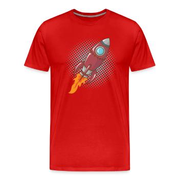 Comic Rocket Spaceship Spacecraft Missile - T-shirt bio Premium Homme - rouge - Devant - Damien (186cm)