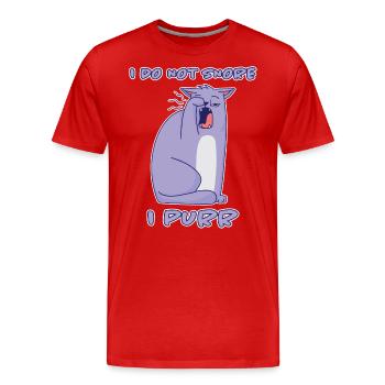 Purring Snoring Funny Saying Cat Gift - Men's Premium Organic T-Shirt - red - Front - Damien (186cm)