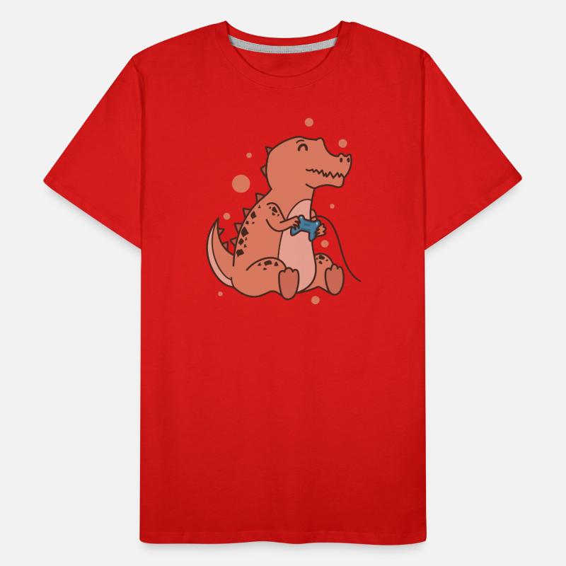 kleiner T-Rex Dino mit Controller Reptil Männer Premium Bio T-Shirt