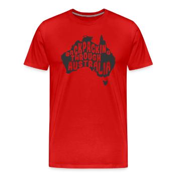 Backpacking through Australia Outback - Männer Premium Bio T-Shirt - Rot - Vorne - Damien (186cm)