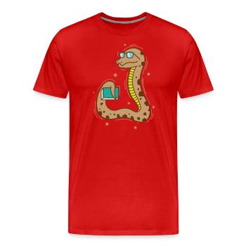 Rat de bibliothèque Serpent à lunettes Reptile Animal Zoo - T-shirt bio Premium Homme - rouge - Devant - Damien (186cm)