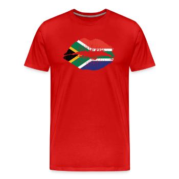 Bouche Lèvres avec Afrique du Sud Couleurs Continent - T-shirt bio Premium Homme - rouge - Devant - Damien (186cm)