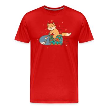 Fuchs auf Rakete lustig niedlich Tierpark - Männer Premium Bio T-Shirt - Rot - Vorne - Damien (186cm)