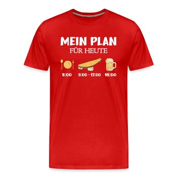 My Plan for Today Food Skateboarding Beer - Men's Premium Organic T-Shirt - red - Front - Damien (186cm)