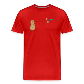 Kiwi spielt Frisbee Vogel und Frucht - Männer Premium Bio T-Shirt - Rot - Vorne - Damien (186cm)