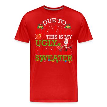 Due to Inflation - lustiger Weihnachtsspruch - Männer Premium Bio T-Shirt - Rot - Vorne - Damien (186cm)