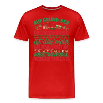 Aufgrund der Preiserhöhung - Weihnachtsspruch - Männer Premium Bio T-Shirt - Rot - Vorne - Damien (186cm)