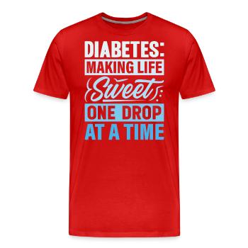 Diabète - Rendre la vie douce une goutte à la fois - T-shirt bio Premium Homme - rouge - Devant - Damien (186cm)