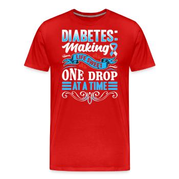 Diabète - Rendre la vie douce une goutte à la fois - T-shirt bio Premium Homme - rouge - Devant - Damien (186cm)
