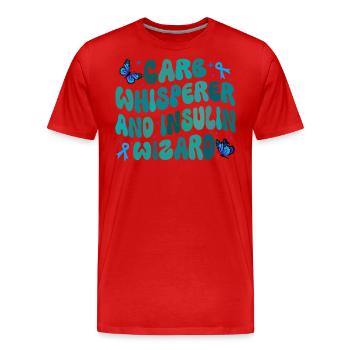 Carb Whisperer And Insulin Wizard - Männer Premium Bio T-Shirt - Rot - Vorne - Damien (186cm)
