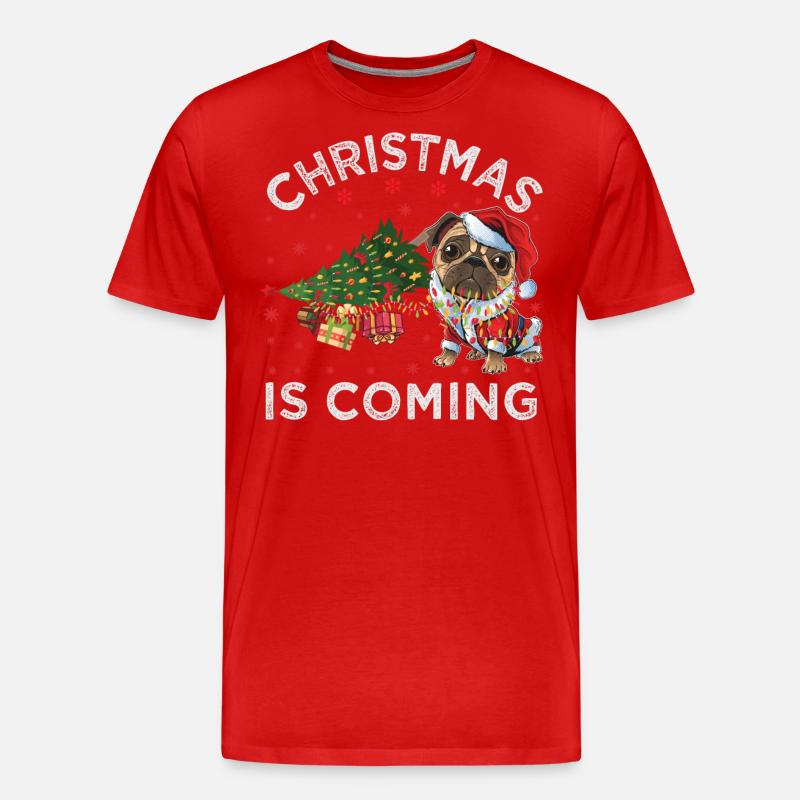 Noël arrive version chien - T-shirt bio Premium Homme - rouge