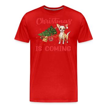 Noël arrive version chien - T-shirt bio Premium Homme - rouge - Devant - Damien (186cm)