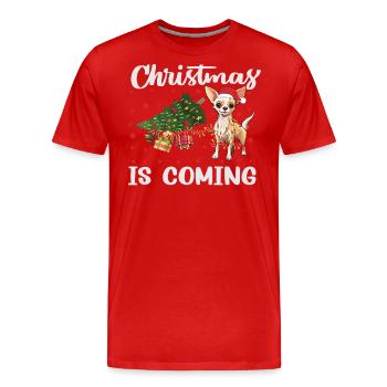 Noël arrive version chien - T-shirt bio Premium Homme - rouge - Devant - Damien (186cm)