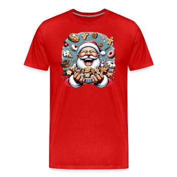 Drôle de Père Noël aime grignoter - Biscuits - T-shirt bio Premium Homme - rouge - Devant - Damien (186cm)