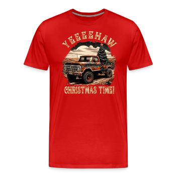 Yeehaw It's Christmas Time – Pick-up-truck - Männer Premium Bio T-Shirt - Rot - Vorne - Damien (186cm)