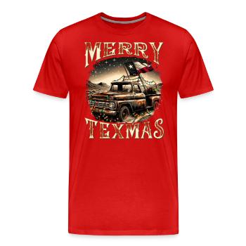 Merry Texmas – Pick-up-truck - Männer Premium Bio T-Shirt - Rot - Vorne - Damien (186cm)