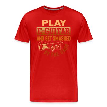 Play electric guitar and get crushed by the bass - Men's Premium Organic T-Shirt - red - Front - Damien (186cm)