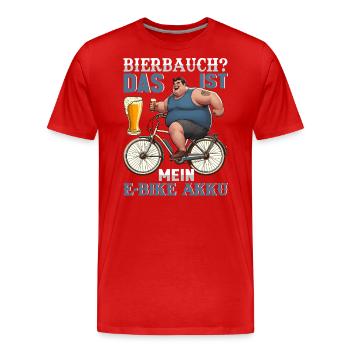 Bierbauch? Das ist mein E- Bike Akku! - Männer Premium Bio T-Shirt - Rot - Vorne - Damien (186cm)