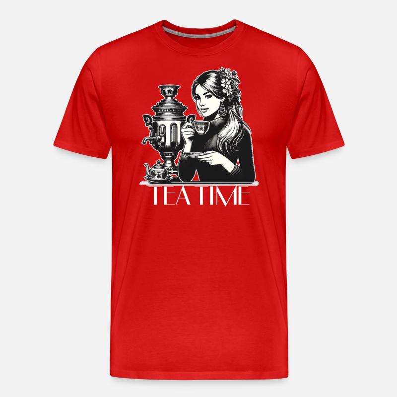 Samowar Teezeit Frau Geschenk - Männer Premium Bio T-Shirt - Rot