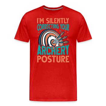 Bogenschießen Trainer Spruch - Bogenschütze Übung - Männer Premium Bio T-Shirt - Rot - Vorne - Damien (186cm)