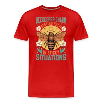 Charme de l’apiculteur - Situations délicates - T-shirt bio Premium Homme - rouge - Devant - Damien (186cm)