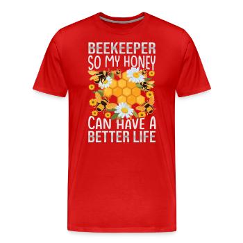 Juste du miel dans mon - Amoureux des abeilles - T-shirt bio Premium Homme - rouge - Devant - Damien (186cm)