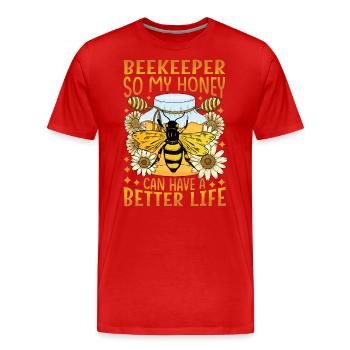 Juste du miel dans mon - Amoureux des abeilles - T-shirt bio Premium Homme - rouge - Devant - Damien (186cm)