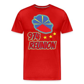 idee cadeau drapeau carte ile de la reunion 974 - T-shirt bio Premium Homme - rouge - Devant - Damien (186cm)