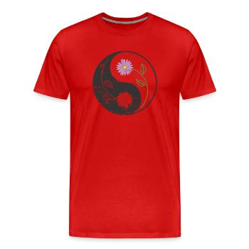 Flower Balance Yin and Yang Symbol Sign - Men's Premium Organic T-Shirt - red - Front - Damien (186cm)