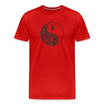 Papillons Symbole Yin et Yang - T-shirt bio Premium Homme - rouge - Devant - Damien (186cm)