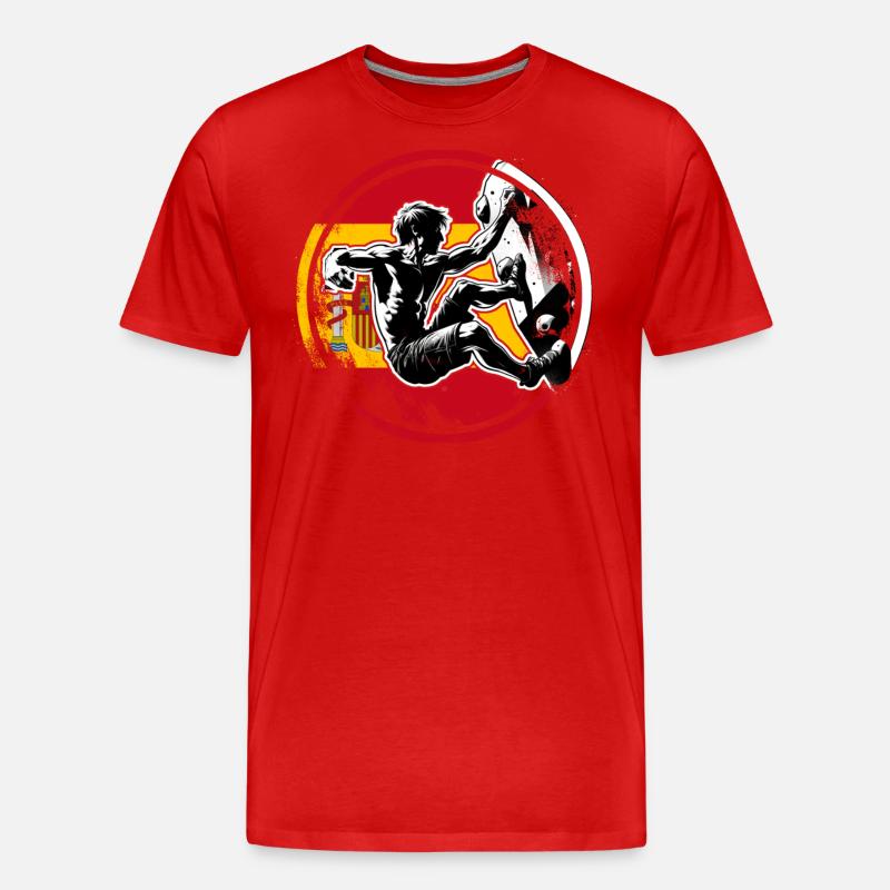 Spain Climber – Distressed Boulderer Climbing - Männer Premium Bio T-Shirt - Rot