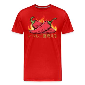 Il brûle toujours deux fois - Sauce piquante Chili Cook - T-shirt bio Premium Homme - rouge - Devant - Damien (186cm)