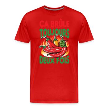 Il brûle toujours deux fois - Sauce piquante Chili Cook - T-shirt bio Premium Homme - rouge - Devant - Damien (186cm)