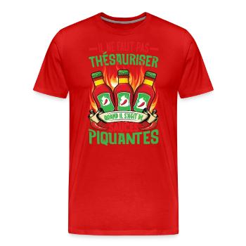 Tenue d’amant de poivre de nourriture épicée pour épicé - T-shirt bio Premium Homme - rouge - Devant - Damien (186cm)