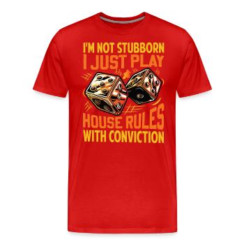 Dice Rolling Boardgames Board Gamer Lover Outfit - Men's Premium Organic T-Shirt - red - Front - Damien (186cm)