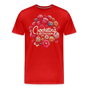 Häkeln Häkeln Häkelhäkeln Garn Stricken Zitate - Männer Premium Bio T-Shirt - Rot - Vorne - Damien (186cm)
