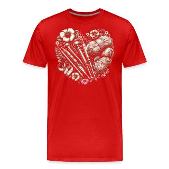 Häkeln Crochet Crocheter Yarn Cool Heart - Männer Premium Bio T-Shirt - Rot - Vorne - Damien (186cm)