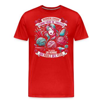 Häkeln Häkeln Häkelhäkeln Garn Stricken Zitate - Männer Premium Bio T-Shirt - Rot - Vorne - Damien (186cm)