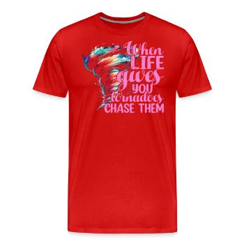 Chasseur d’ouragans Météorologie Tenue de chasseur de tornades - T-shirt bio Premium Homme - rouge - Devant - Damien (186cm)